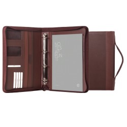 Portablocco Office con manico ecopelle con zip 28x36 cm marrone InTempo