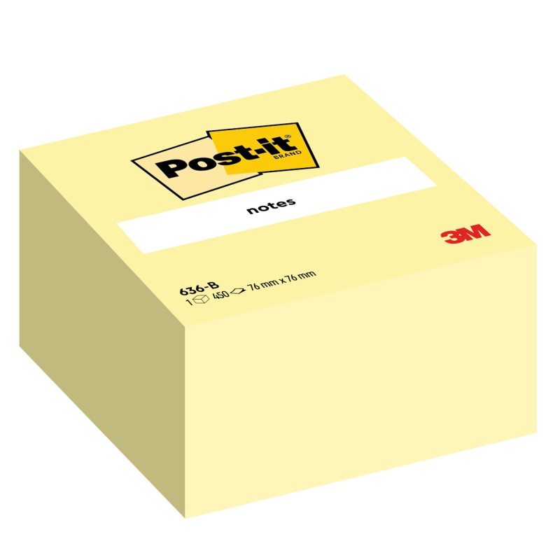 Blocco foglietti Cubo 636B 76 x 76 mm giallo Canary™ 450 fogli Post it®