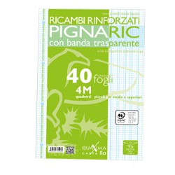 Ricambi forati rinforzati Pignaric A4 quadretto 4mm 40 fogli 80gr Pigna