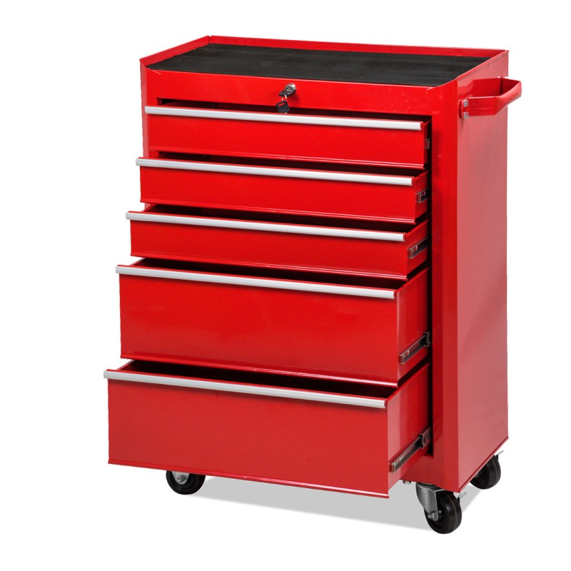 Carrello portautensili con ruote 5 cassetti acciaio rosso Garden Friend