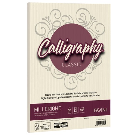 Carta Calligraphy Millerighe A4 200 gr avorio 02 Favini conf. 50 fogli