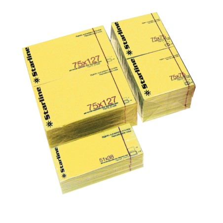 Blocchetto biglietti adesivi giallo 75 x 125mm 70gr 100 fogli Starline