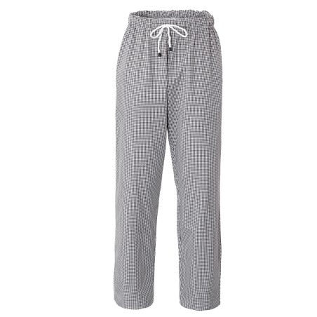 Pantalone cuoco Plutone unisex taglia M bianco/quadretti neri Giblor's