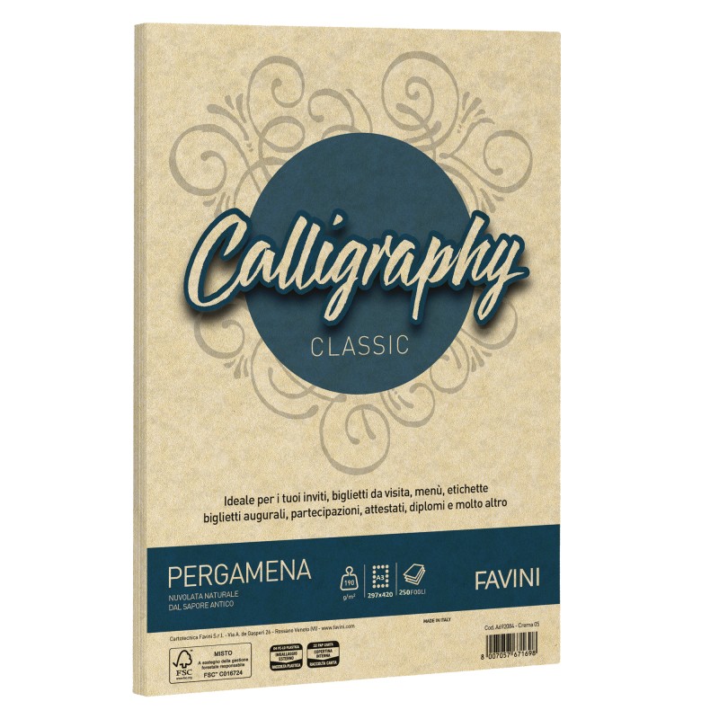 Carta Calligraphy Pergamena A3 190 gr crema 05 Favini conf. 250 fogli