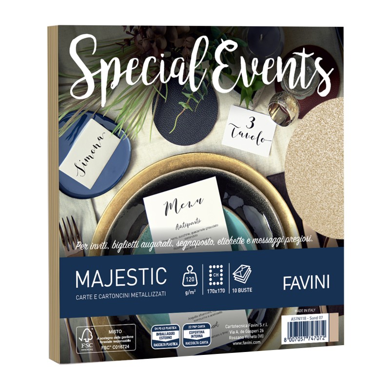 Busta Special Events 170 x 170 mm 120 gr sabbia Favini conf. 10 buste