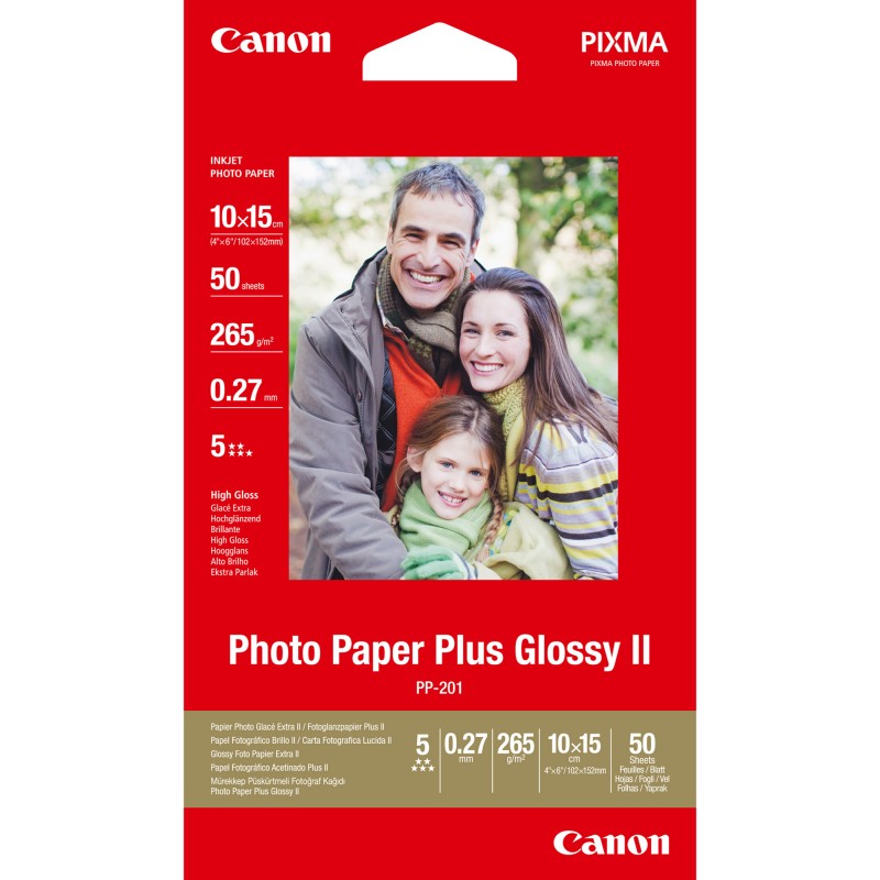 Canon Carta fotografia lucida PP201 II Plus 4 x 6 " 50 Fogli 2311B003