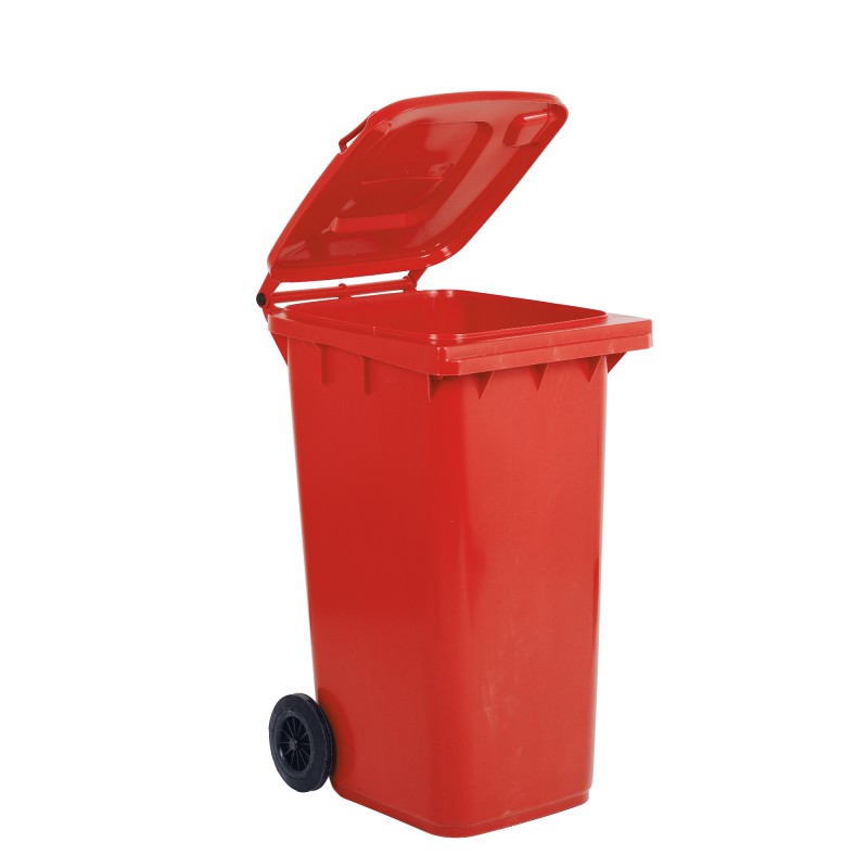 Bidone carrellato per raccolta differenziata 240 L rosso MobilPlastic