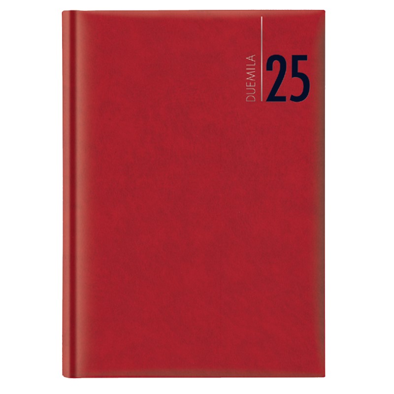 Agenda giornaliera 2025 copertina in carta imbottita 17 x 24 cm rosso