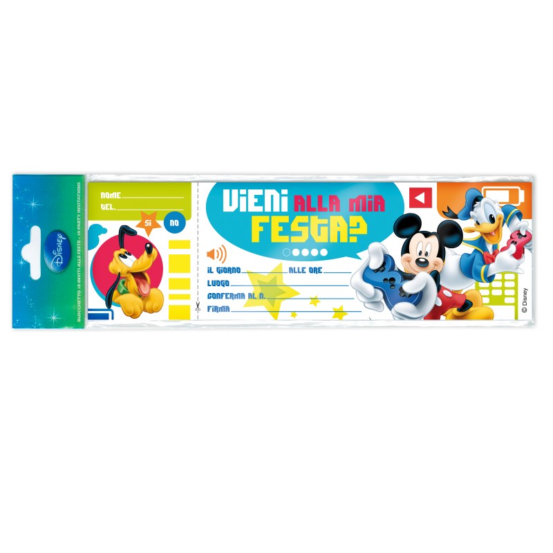 Blocchetto invito alla festa Mickey Disney Rex Sadoch conf. 10 inviti