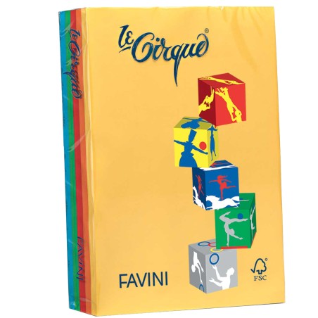 Carta Le Cirque A4 80 gr mix 5 colori intensi Favini conf. 500 fogli