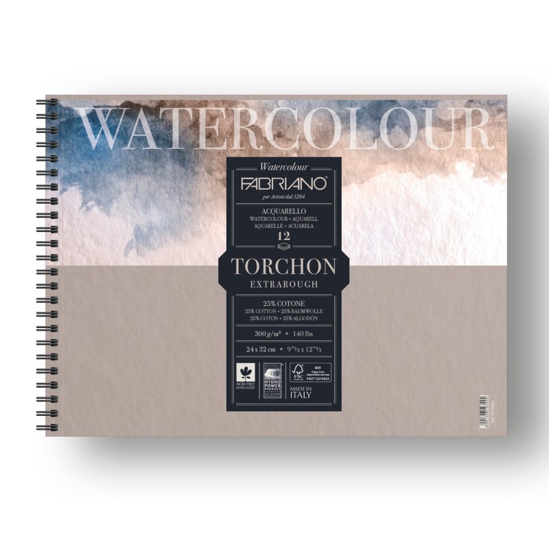 Blocco Watercolour Torchon 24x32cm 12 fogli 300gr spiralato Fabriano