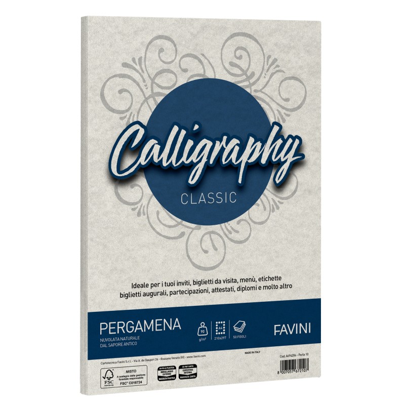 Carta Calligraphy Pergamena A4 190 gr perla 10 Favini conf. 50 fogli