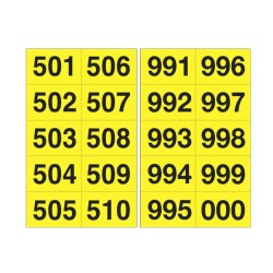 Numero adesivo da 501 a 999 45 x 24 mm 10 et/fg 50 fogli nero/giallo