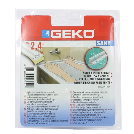 Sigillante adesivo SANY per doccia e lavabi 4 cm x 2,4 m bianco Geko