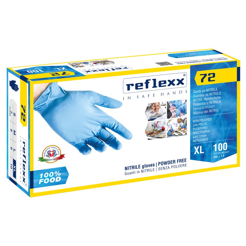 Guanti in nitrile foodline R72 tg XL azzurro Reflexx conf. 100 pezzi