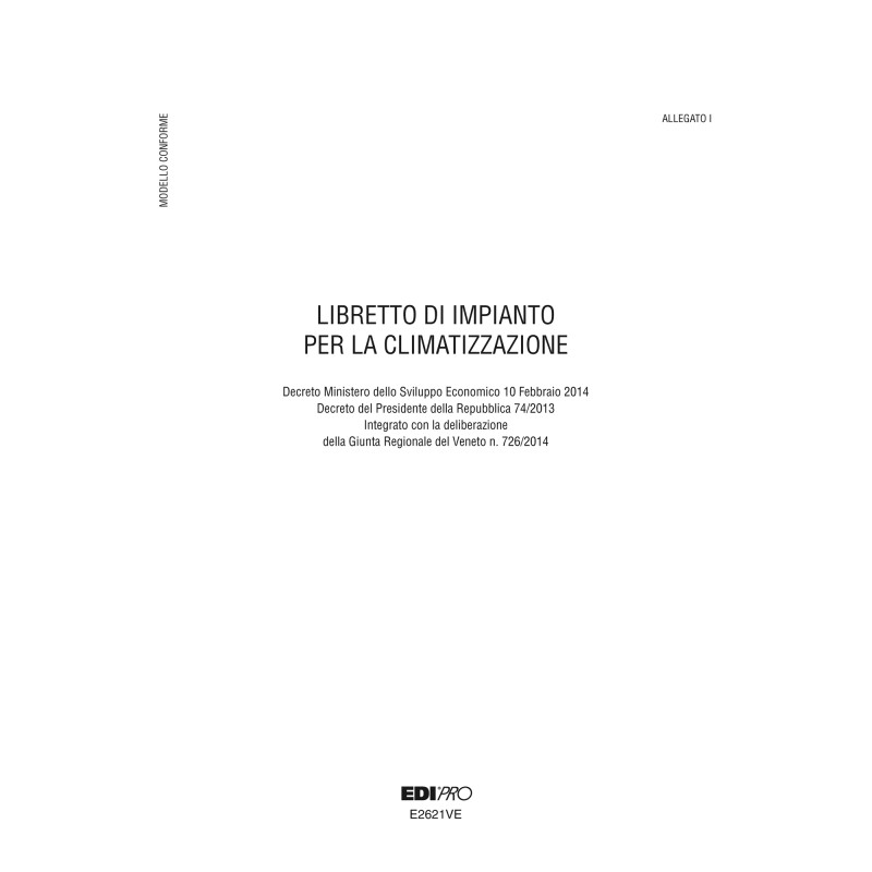 Libretto impianto climatizzazione Veneto 297 x 210mm 48 fogli Edipro