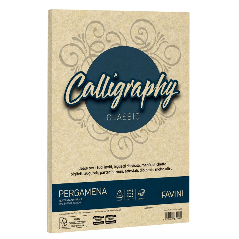 Carta Calligraphy Pergamena A4 90 gr crema 05 Favini conf. 50 fogli