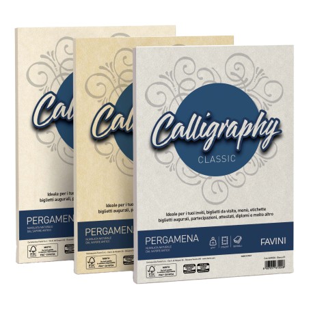 Carta Calligraphy Pergamena A4 90 gr perla 10 Favini conf. 50 fogli