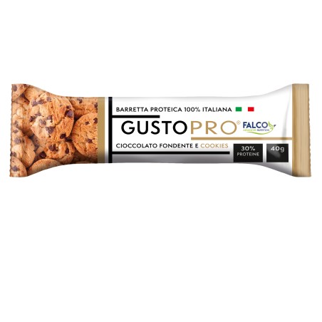 Barretta proteica GustoPro cioccolato fondente e cookie 40 gr Falco