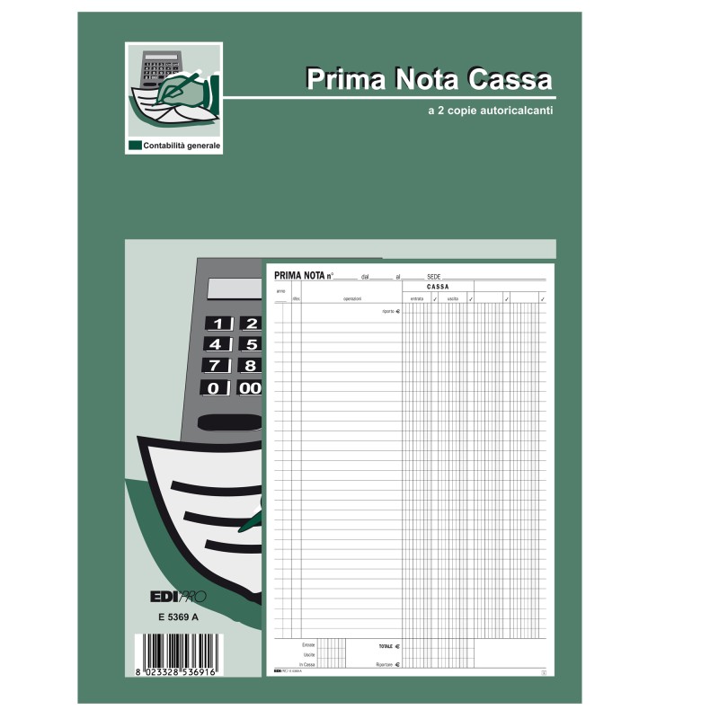 Blocco prima nota cassa 50/50 fogli autoricalcanti 31 x 21cm Edipro