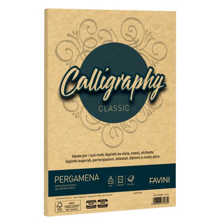 Carta Calligraphy pergamena A4 190 gr oro 03 Favini conf. 50 fogli