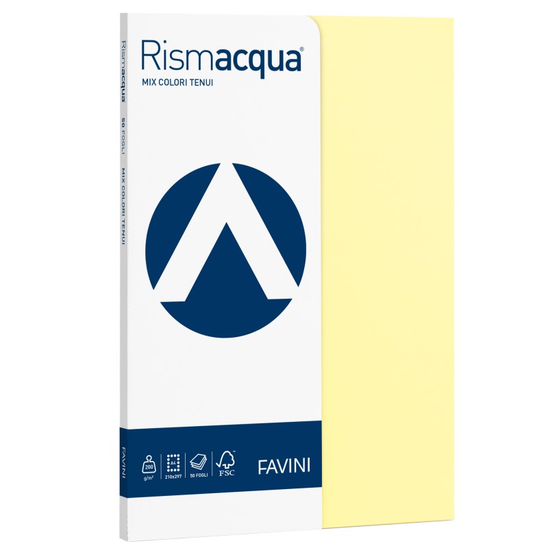 Carta Rismacqua Small A4 200 gr mix 5 colori Favini conf. 50 fogli