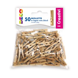 Mollettine mini in legno colore naturale 25 mm Deco conf. 50 pezzi