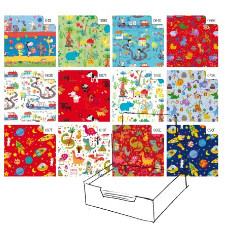 Carta regalo raso Bambini 70 x 100 cm Rex Sadoch scatola 100 fogli