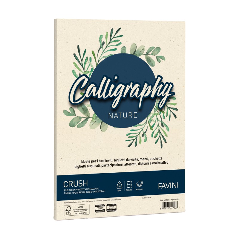 Carta Calligraphy Nature Crush A4 90 gr alga Favini conf. 50 fogli