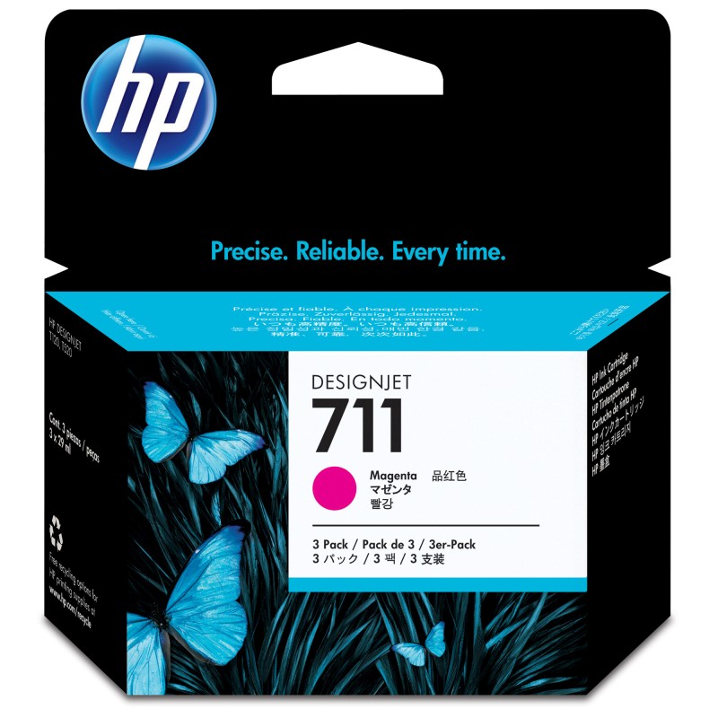 Hp Confezione 3 cartucce ink originale 711 Magenta CZ135A 29ml cad