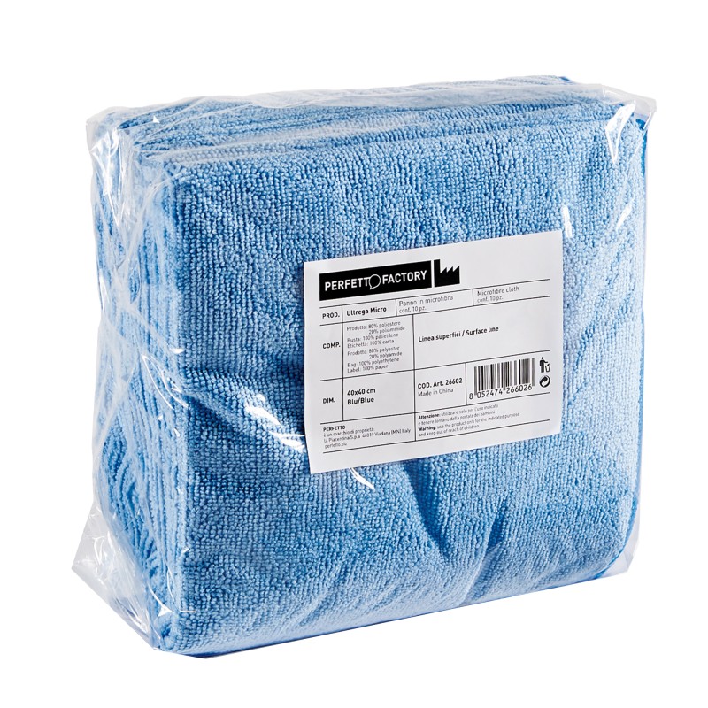 Panni microfibra Ultrega 40 x 40 cm azzurro Perfetto pack 10 pezzi