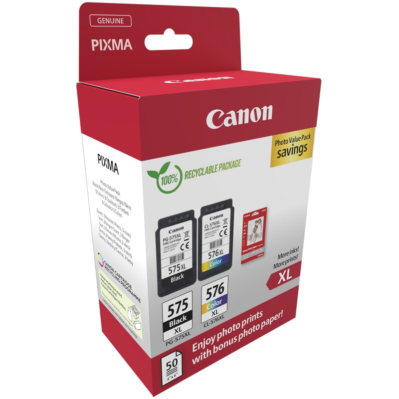 Canon Cartuccia Ink PG575XL /CL576XL con Confezione Fogli 5437C006