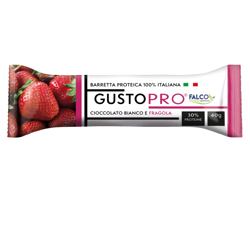 Barretta proteica GustoPro cioccolato bianco e fragola 40 gr Falco