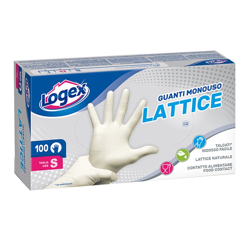 Guanti in lattice taglia S Logex Professional scatola da 100 pezzi