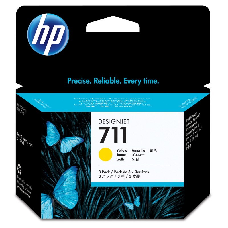 Hp Confezione 3 cartucce ink originale 711 Giallo CZ136A 29ml cad