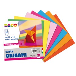 Carta per origami 14x14cm colori assortiti DECO Conf. da 20 fogli