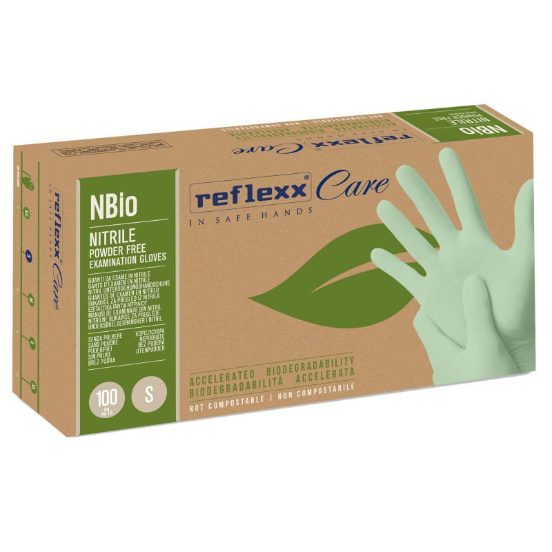 Guanti in nitrile bio tg S verde pastello Reflexx conf. 100 pezzi