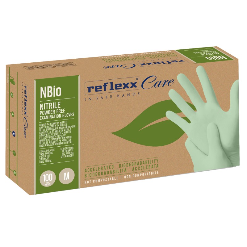 Guanti in nitrile bio tg M verde pastello Reflexx conf. 100 pezzi