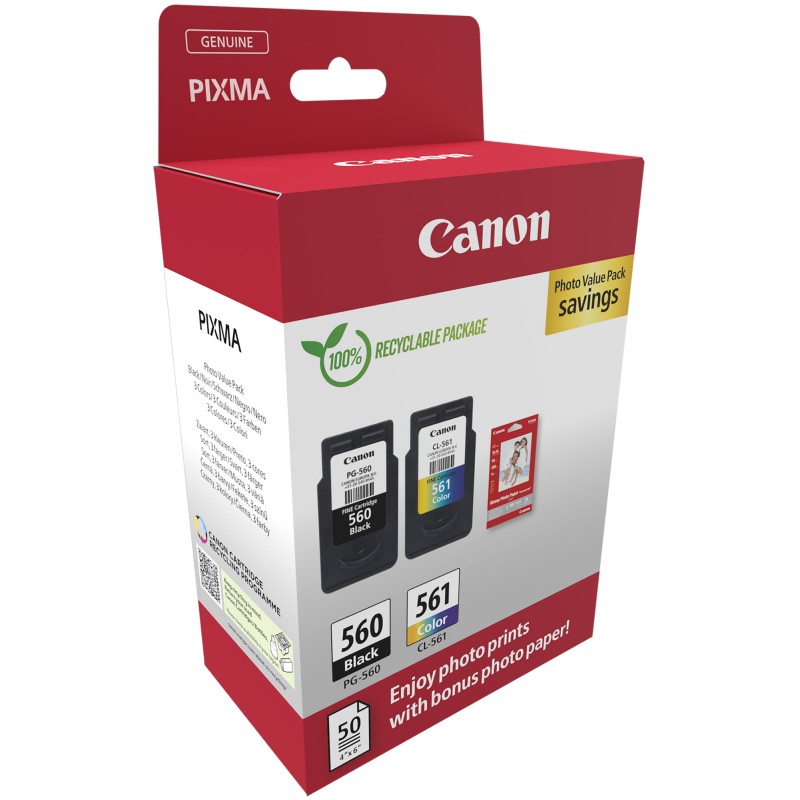 Canon Cartuccia Ink CRG PG560/CL561 con Confezione Fogli 3713C008