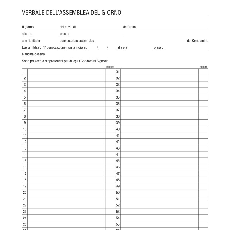 Registro verbali assemblea condominio 31 x 24