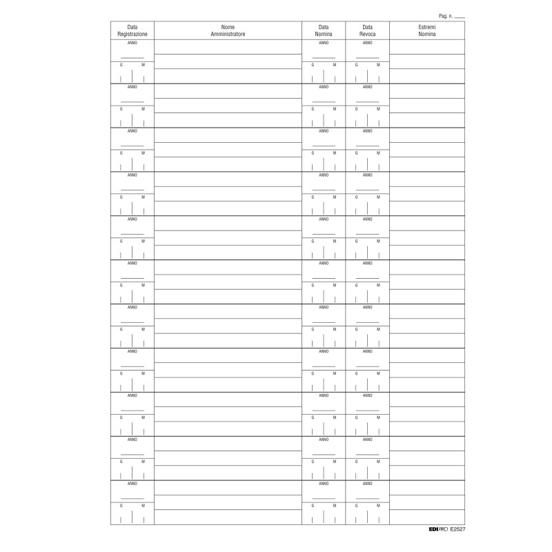 Registro nomina/revoca amministratore 297 x 210mm 16 fogli Edipro