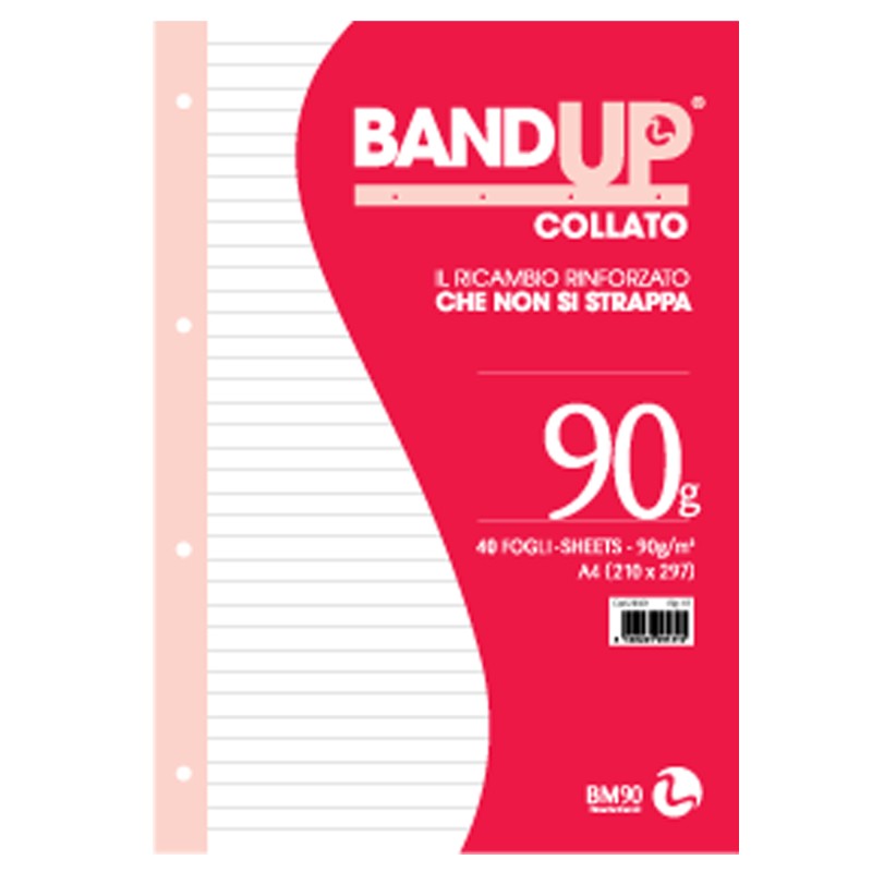 Blocco collato BandUp fori rinforzati A4 1 rigo 40 fogli 90gr BM