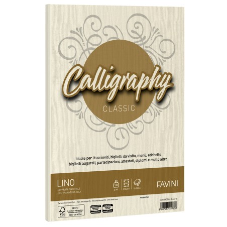 Carta Calligraphy Lino A4 120 gr avorio 02 Favini conf. 50 fogli