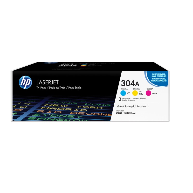 Hp Confezione 3 Toner originale 304A C/M/Y CF372AM 2.800 pag cad