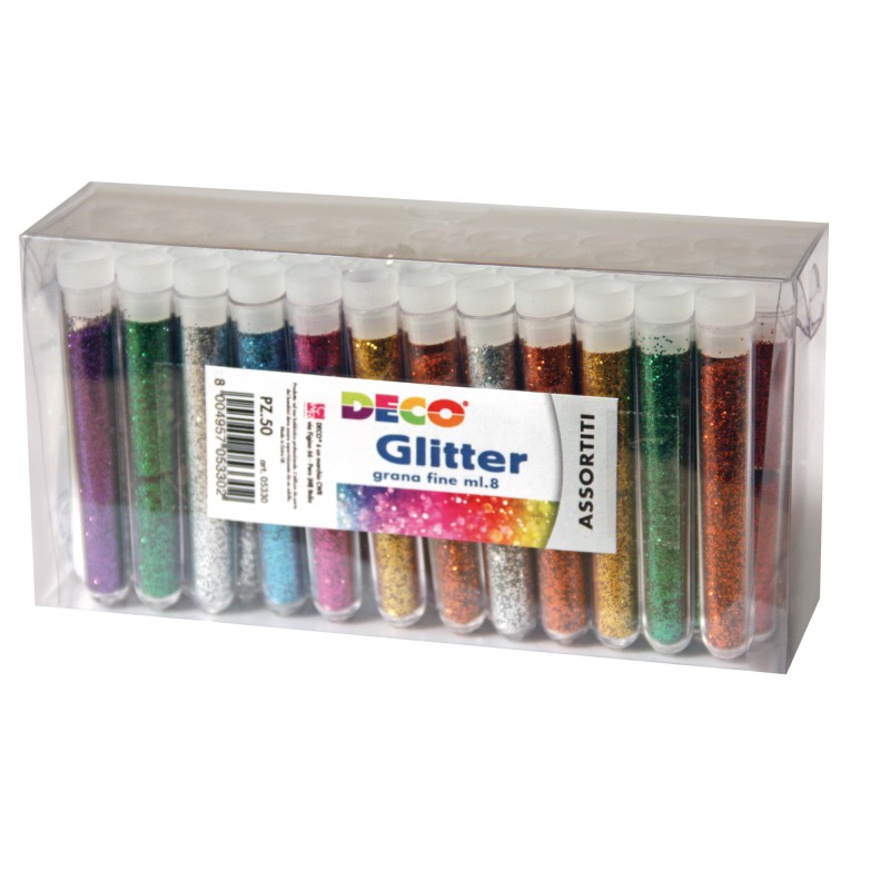 Glitter grana fine 12ml colori assortiti DECO blister 50 flaconi