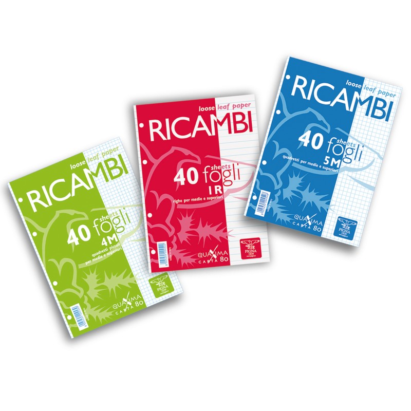 Ricambi forati Quaxima A4 5 mm con margine 80 gr 40 fogli Pigna