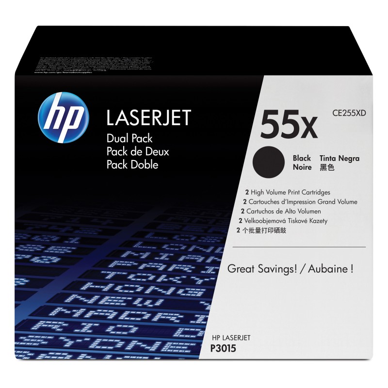 Hp Confezione 2 Toner originale 55X Nero CE255XD 12.500 pag/cad