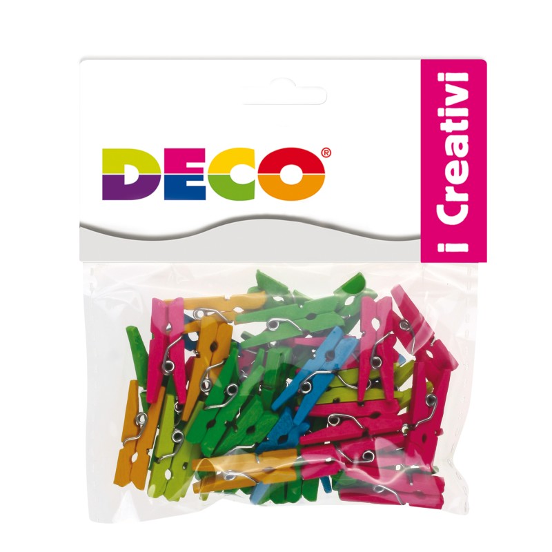 Mollettine mini in legno colori neon 25 mm Deco conf. 45 pezzi