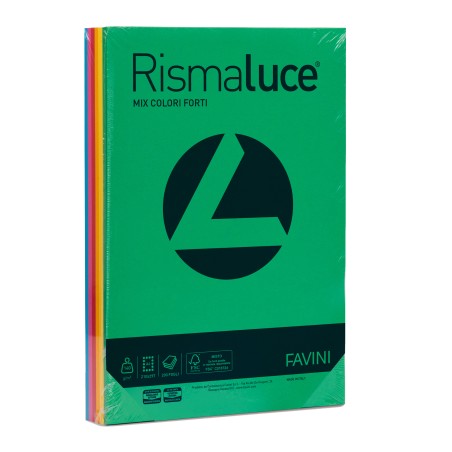 Carta Rismaluce A4 140 gr mix 6 colori Favini conf. 200 fogli