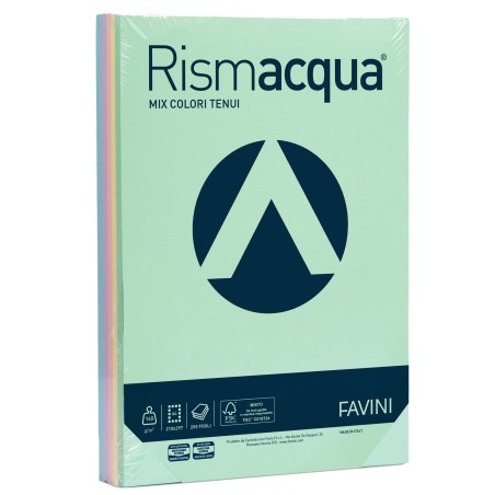 Carta Rismacqua A4 140 gr mix 5 colori Favini conf. 200 fogli